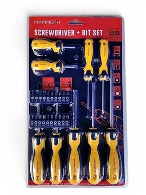 MAMMOTH Screwdriver & Bit Set 29 pieces Magnetic Tip Chrome Vanadium Steel- NEW